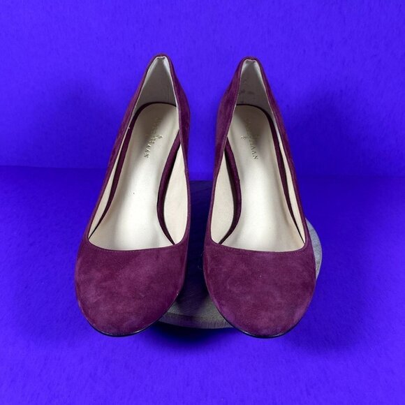 Cole Haan Women's Burgundy Red Suede Round Toe Wedge Pumps Shoe Size 6 - Picture 2 of 10